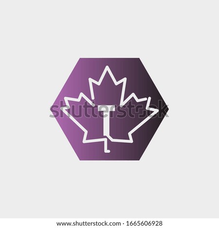logo letter t with icon maple leaf vector 