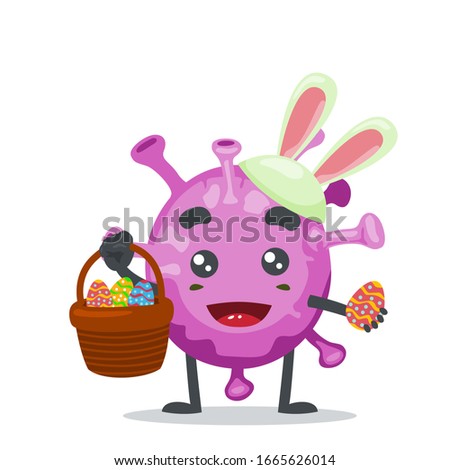 vector illustration of character or corona virus mascot wearing easter costume