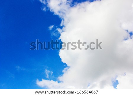 beautiful blue sky with white big cloud