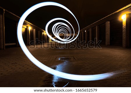 Long exposure photography taking at night by garages