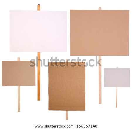 Protest signs isolated on white background Royalty-Free Stock Photo #166567148