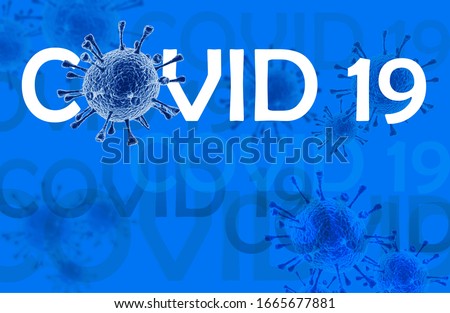 Coronavirus disease COVID-19 infection, medical illustration. New official name for Coronavirus disease named COVID-19, pandemic risk, blue background Royalty-Free Stock Photo #1665677881