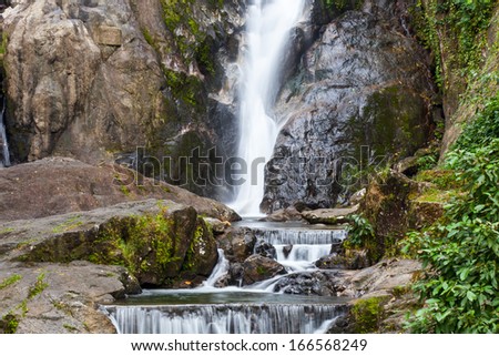 Punyaban waterfall, Lamnamkraburi National Park, Ranong, Thailand, ItÃ?Â¢??s far from town about 13 km.
