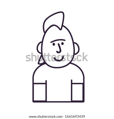 Avatar punk man line style icon design, Boy male person people human social media and portrait theme Vector illustration