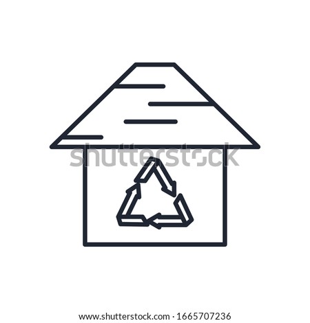 house with recycle symbol inside line style icon design, Ecology eco save green natural organic environment protection and care theme Vector illustration