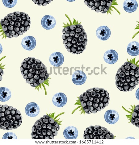 Vector seamless pattern wirh blackberries and blueberries
