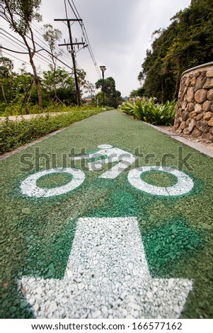 bicycle lane in  public park..ranong, thailand