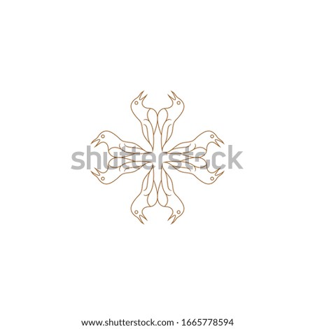 Round calligraphic royal gold emblem set. Vector floral symbol for cafe, restaurant, shop, print, stamp. Logo design template label for coffee, tea, business card. Isolated  tattoo ornament