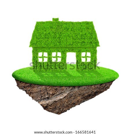 small island with green house