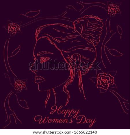 Happy womens day card with flowers - Vector