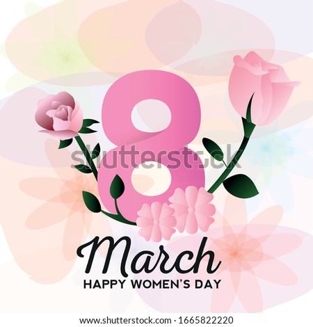 Happy womens day card with flowers - Vector