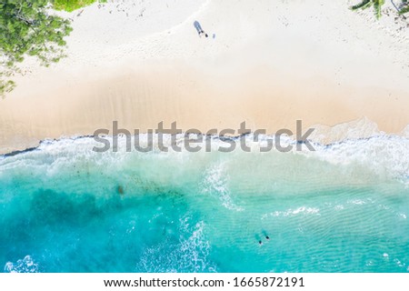 Seychelles beach aerial photo from above Mahé Mahe island vacation paradise ocean drone view photography