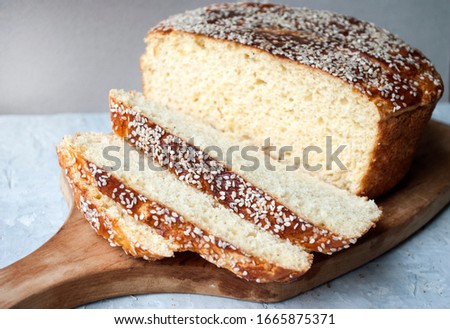  Nutrition concept for people with gluten intolerance.
 Gluten free bread. Flour bread: corn, chickpea, rice. 