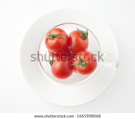 Set of fresh cherry tomatoes on white background, image photo