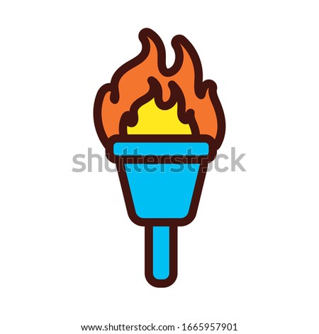 torch fire line and fill icon vector illustration design
