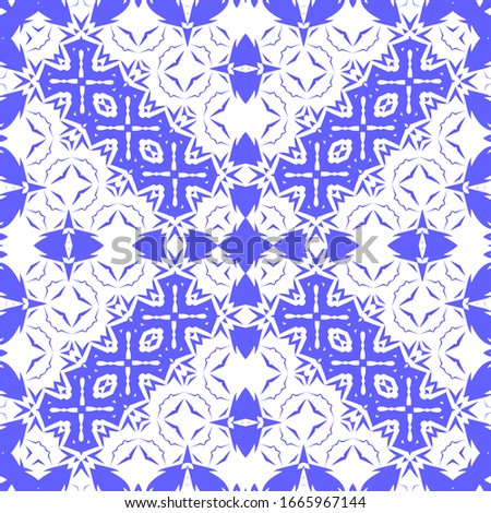Ceramic tiles azulejo portugal. Universal design. Vector seamless pattern trellis. Blue ethnic background for T-shirts, scrapbooking, linens, smartphone cases or bags.