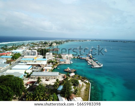 Majuro atoll and city in Marshall islands Royalty-Free Stock Photo #1665983398