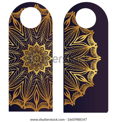 Door hanger flyer with floral mandala pattern for room in hotel, resort, home isolated on white background.  illustration