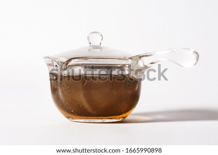 Organic green, black tea on a white background 