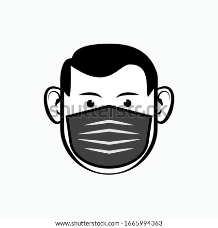 Icon of Man Wear Masker. Masks Clip Art Hygiene. Face Mask for Healthcare Symbol.