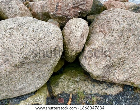 Blocks of giant stones on the promenade