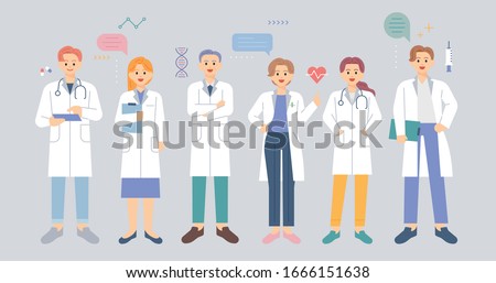 Doctor character collection. flat design style minimal vector illustration.