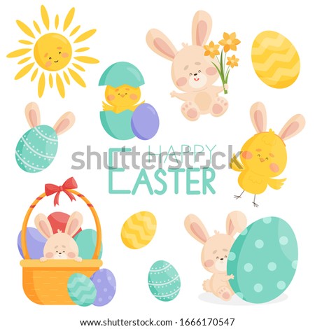Set of vector illustrations on the theme of Easter.