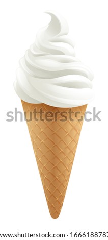 An ice cream waffle cone cartoon illustration
