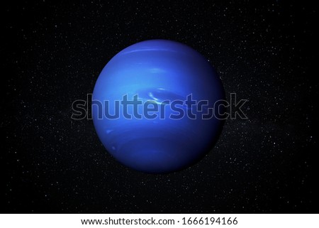 Planet Neptune in the Starry Sky of Solar System in Space. This image elements furnished by NASA. Royalty-Free Stock Photo #1666194166