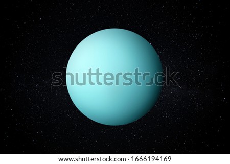 Planet Uranus in the Starry Sky of Solar System in Space. This image elements furnished by NASA. Royalty-Free Stock Photo #1666194169