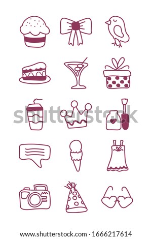 set of icons of girl on white background, line style icon vector illustration design
