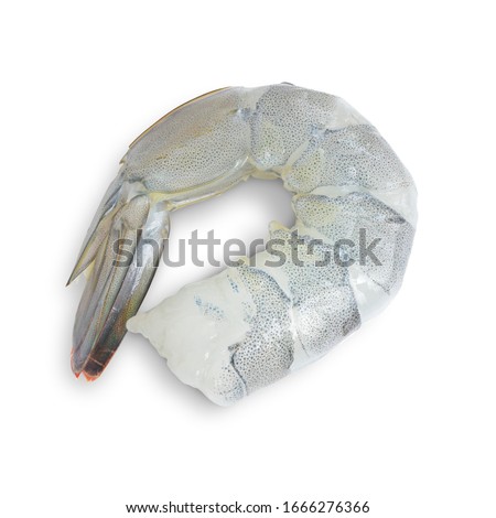 Prepared Fresh Shrimp Peel the shell, prepare the raw materials ready to cook isolated on white background.  