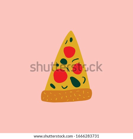 Modern cartoon colorful flat stylized Italian icon symbol, cute illustration. Doodle concept, traditional object of Italy. Food and drinks theme. Neapolitan Pizza. Vector EPS clip art design