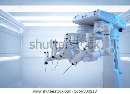 Medical technology concept with 3d rendering surgery robot in surgery room