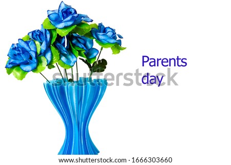 pictured in the photo isolated Blue Hydrangea Flowers In plastic Vase