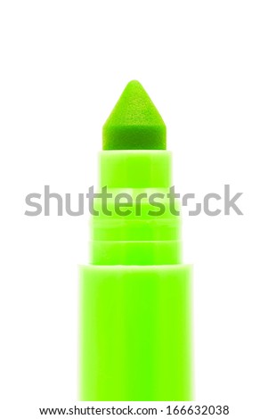 Green marker tip isolated on white background
