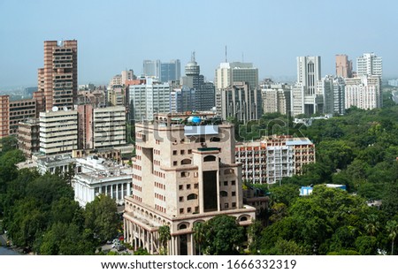 Aerial view of central delhi Near Connaught place  New delhi india Royalty-Free Stock Photo #1666332319