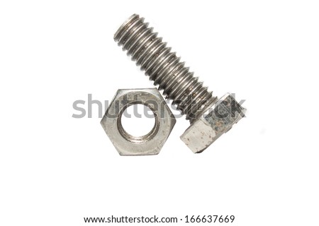 bolt   and nut isolated on white background  Royalty-Free Stock Photo #166637669