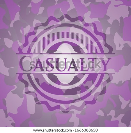 Casualty pink and purple on camo texture. Vector Illustration. Detailed.