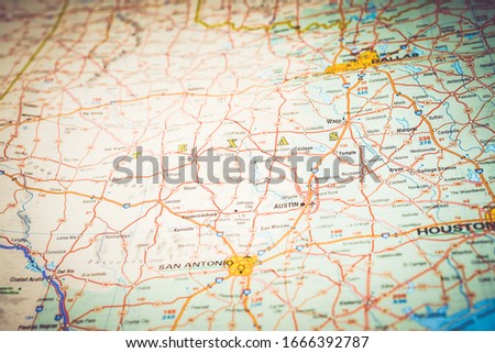 Dallas on USA map travel background