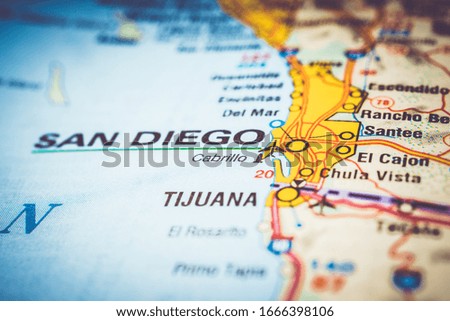 San Diego on USA map background
