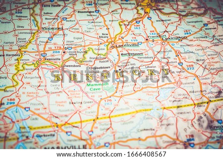 Kentucky state on usa map background