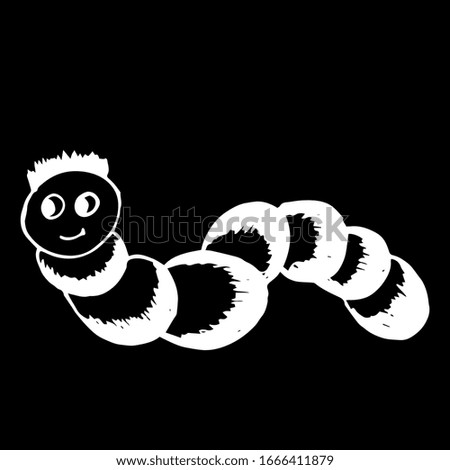 
Vector illustration. Drawn abstract insect caterpillar on a black background.