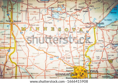 Minesota state on the map