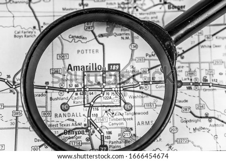 Amarilo map Usa background. Travel