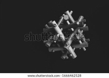 Wooden Brain Bamboo Puzzle on black background