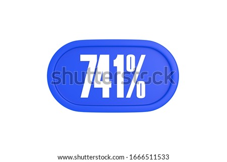 741 percent 3d sign in blue color isolated on white background, 3d illustration.