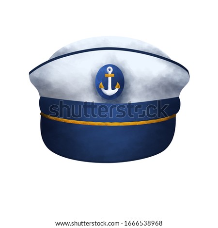 Bright sailor hat. Marine clip art on white background