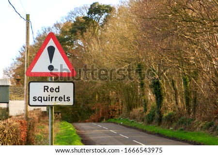 Road sign warning of Red Squirrels