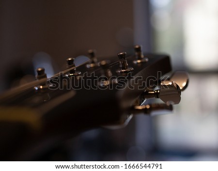 macro photo of the guitar close up